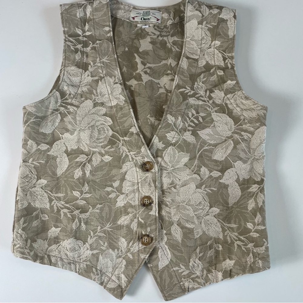 Vintage Orvis Floral Linen-Blend Vest